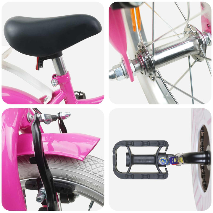 Børnecykel 16 tommer til 4-6 år gamle Mørk pink