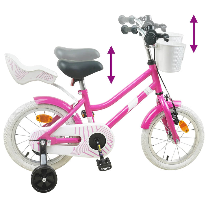 Børnecykel 16 tommer til 4-6 år gamle Mørk pink