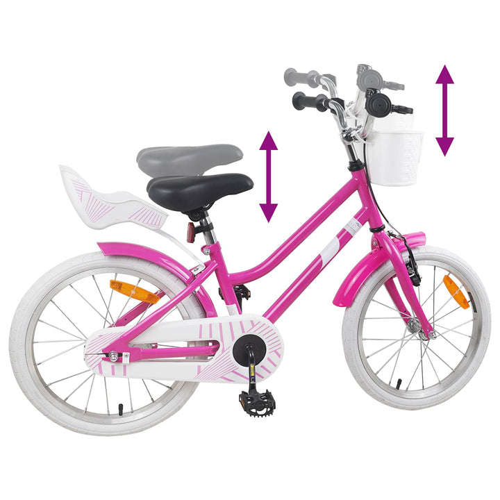 Børnecykel 18 tommer til 5-7 år gammel Mørk pink
