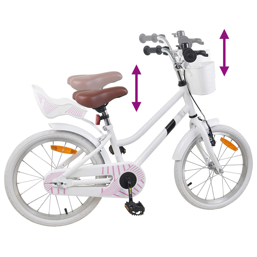 Børnecykel 18 tommer til 5-7 år gammel Hvid