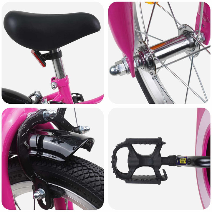 Børnecykel 12 tommer til 2-4 år gamle Pink Sort