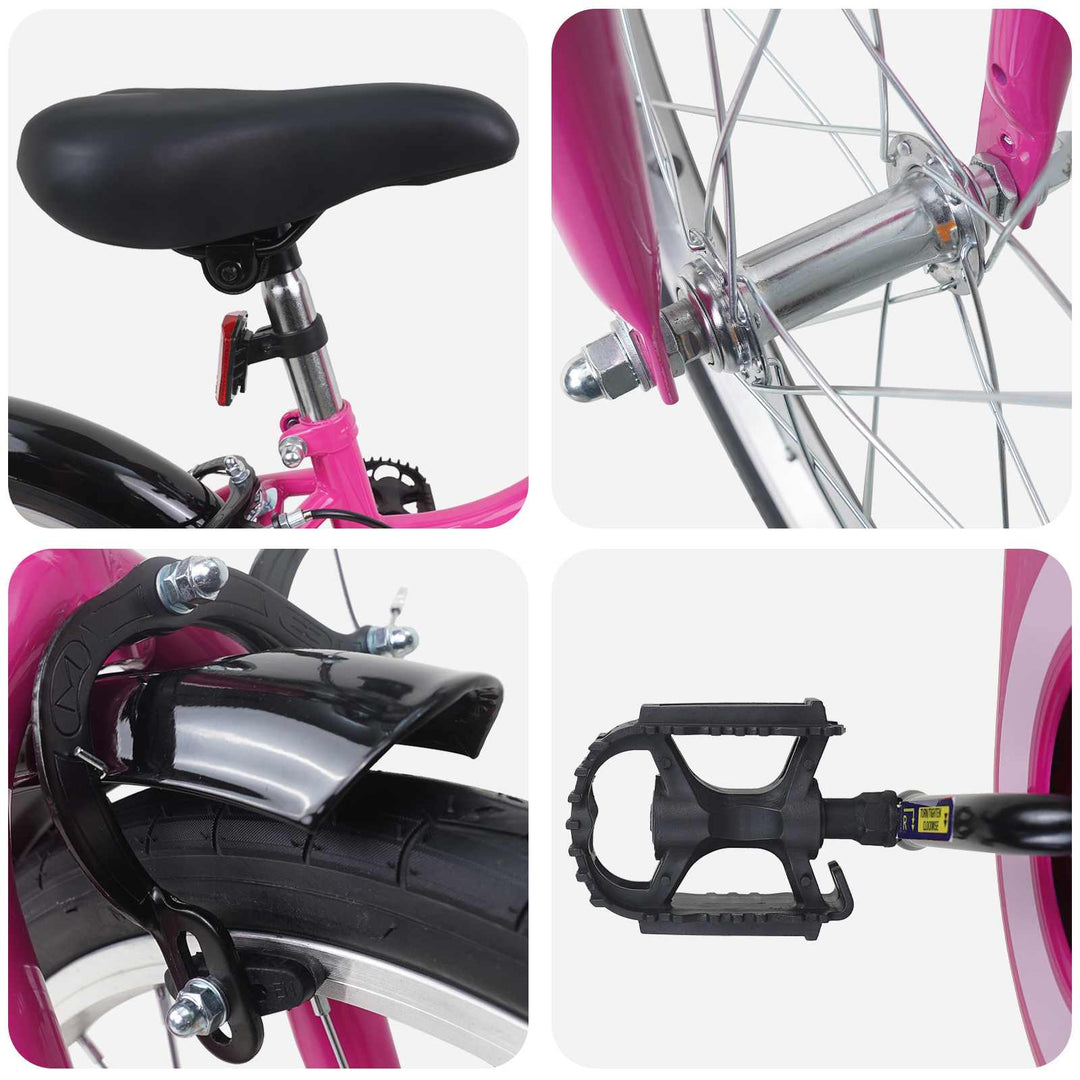 Børnecykel 18 tommer til 5-7 år gammel Pink Sort
