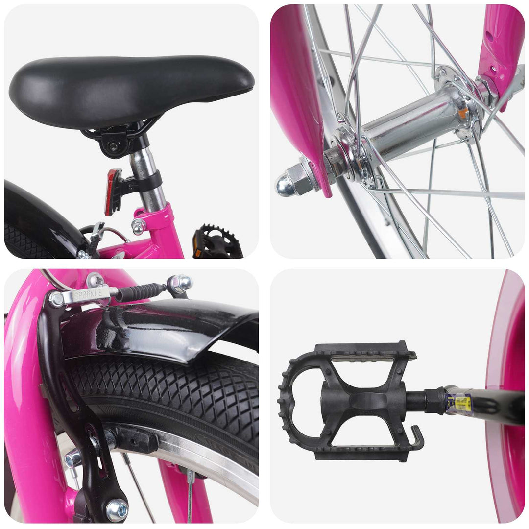 Børnecykel 22 tommer til 7-12 år gammel Pink Sort