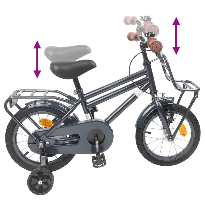 Børnecykel 14 tommer anbefalet til 3-5 år gammel Mørkegrå