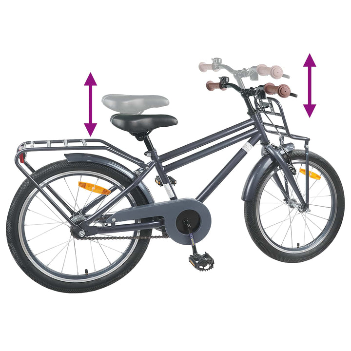 Børnecykel 18 tommer til 5-7 år gammel Mørkegrå