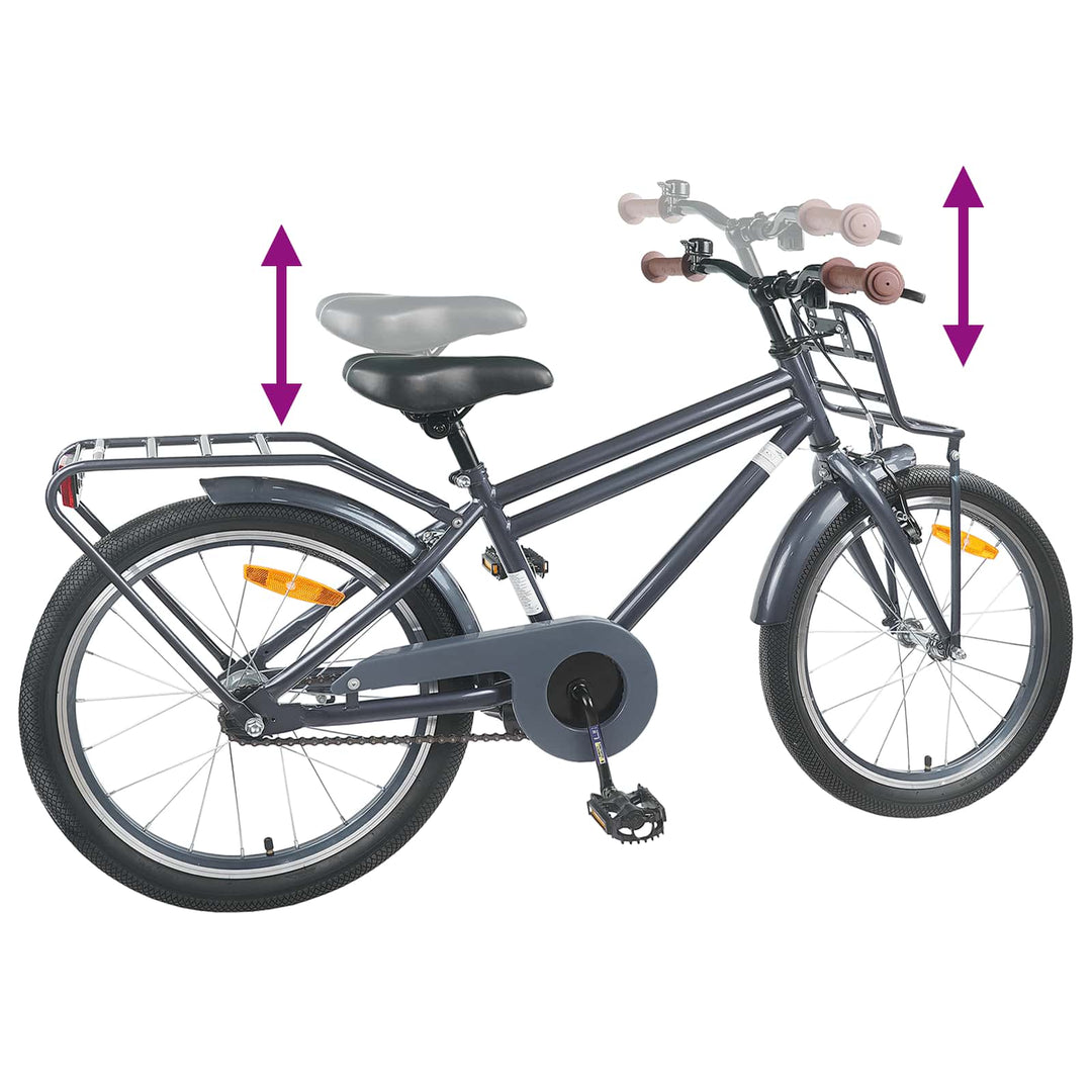 Børnecykel 20 tommer til børn i alderen 6-11 år Mørkegrå