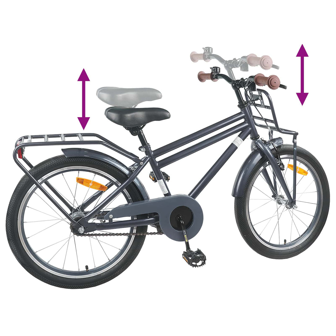 Børnecykel 22 tommer til 7-12 år gammel Mørkegrå