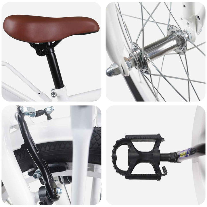 Børnecykel 18 tommer til 5-7 år gammel Hvid