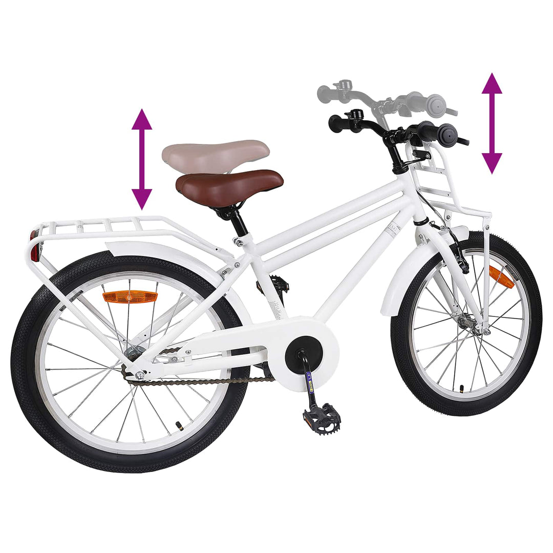 Børnecykel 18 tommer til 5-7 år gammel Hvid