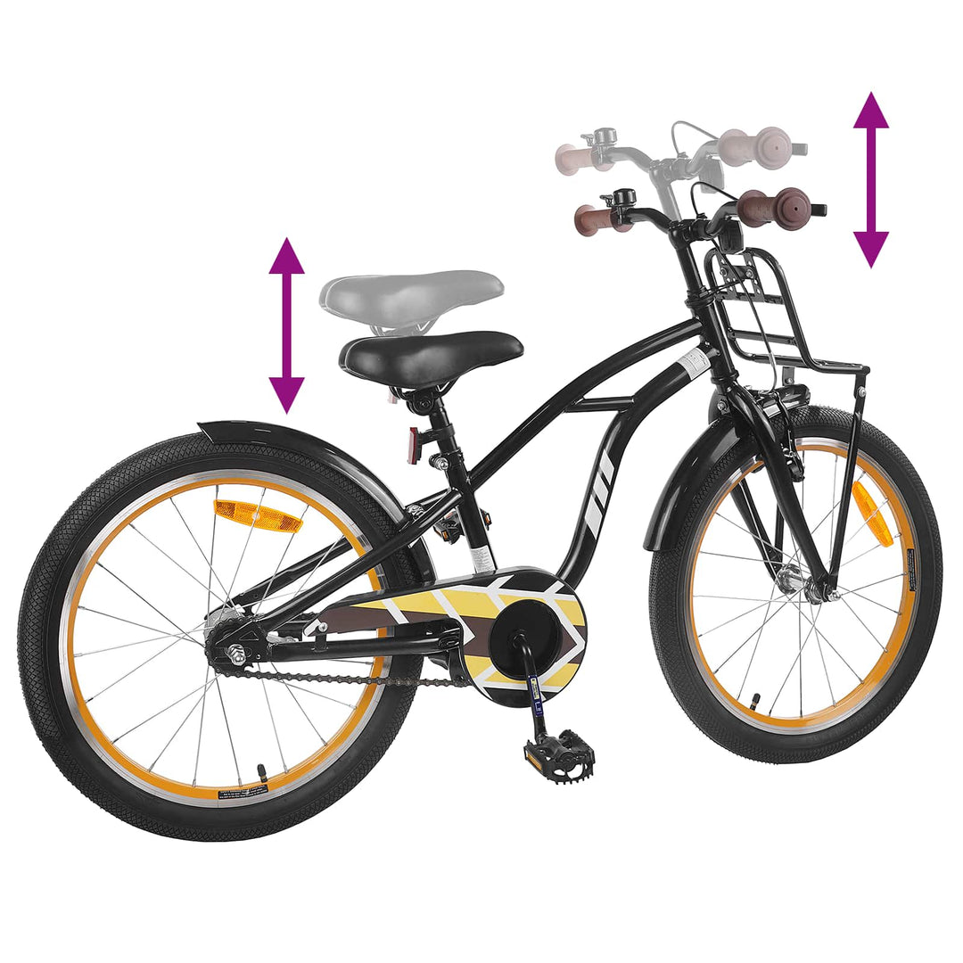 Børnecykel 18 tommer til 5-7 år gammel Sort