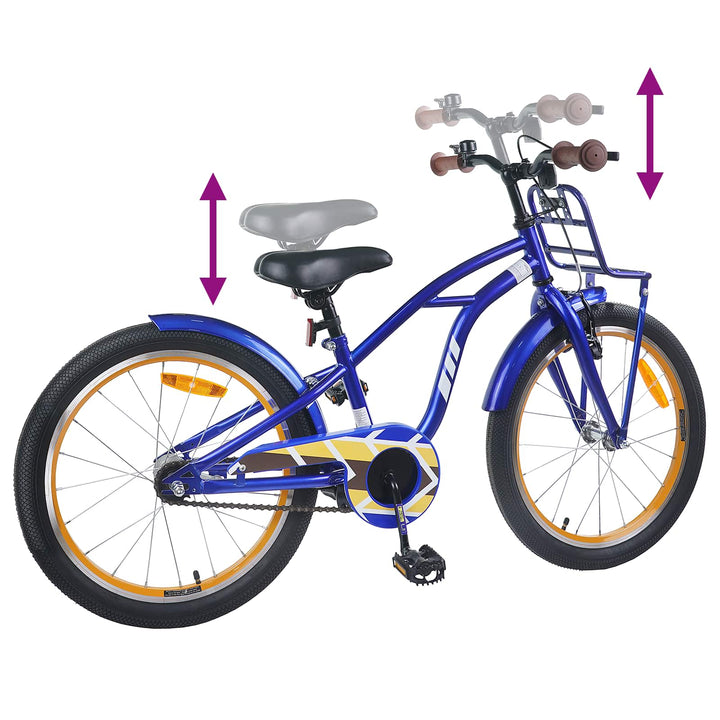 Børnecykel 18 tommer til 5-7 år gammel Mørk blå