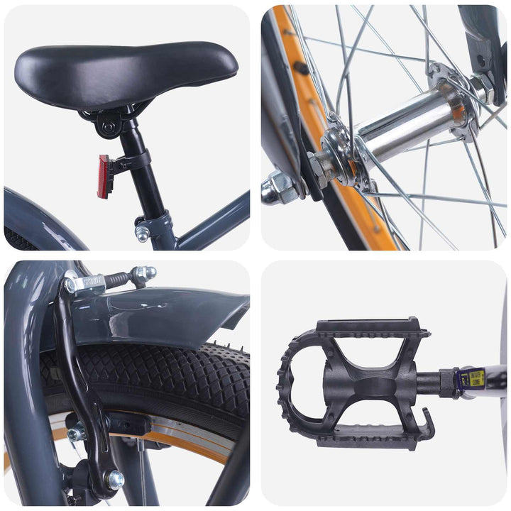 Børnecykel 22 tommer til 7-12 år gammel Mørkegrå