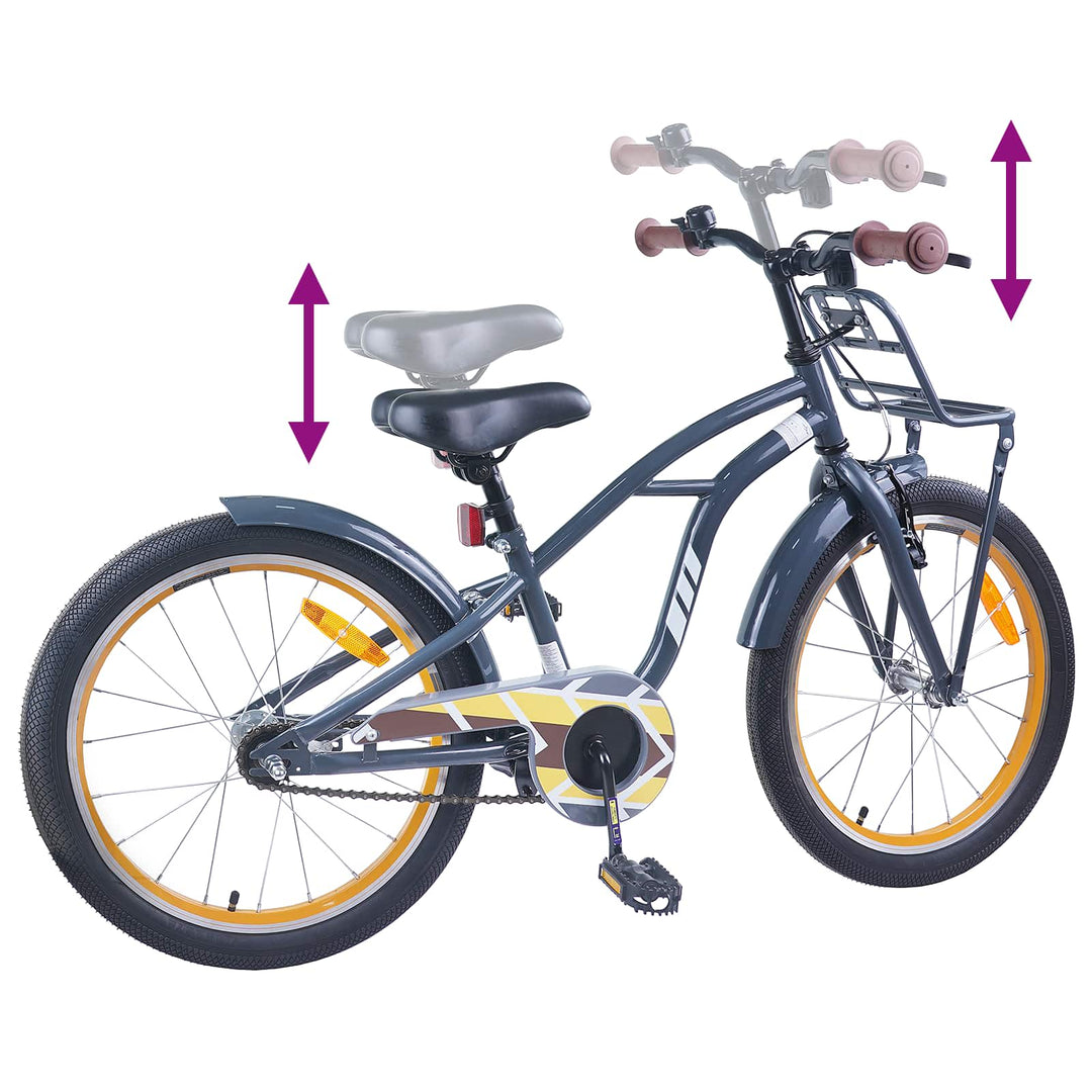 Børnecykel 22 tommer til 7-12 år gammel Mørkegrå