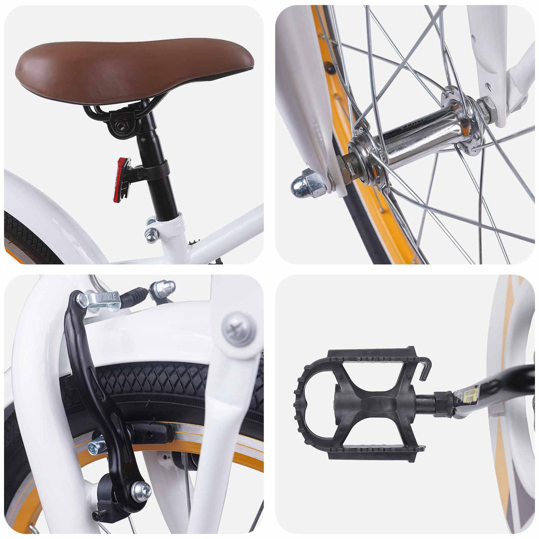 Børnecykel 20 tommer til børn i alderen 6-11 år Hvid