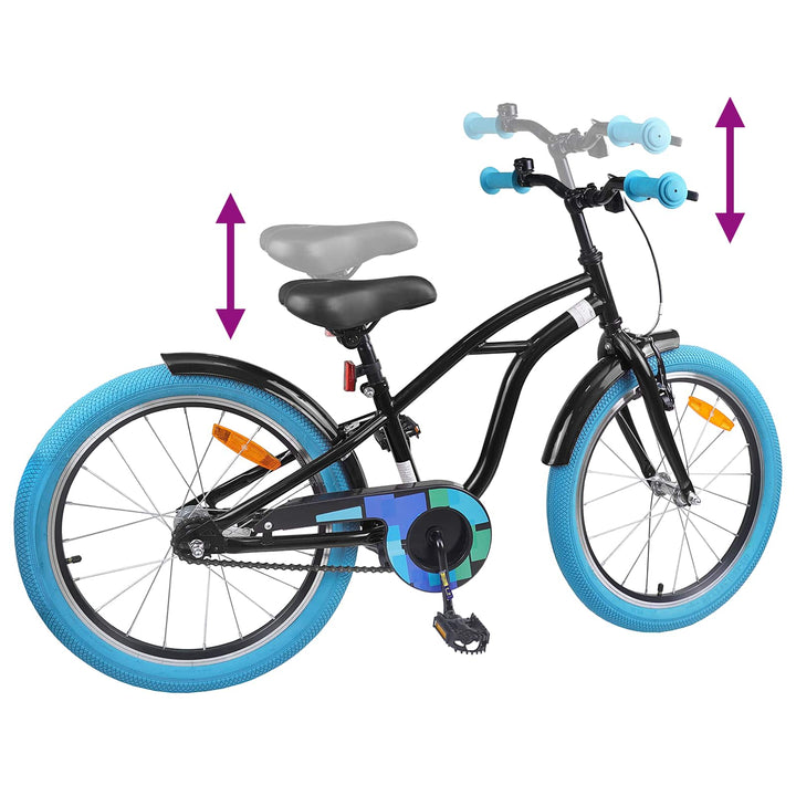 Børnecykel 20 tommer til børn i alderen 6-11 år Sort