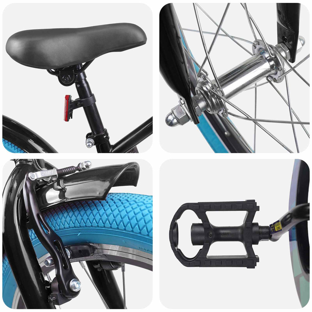 Børnecykel 22 tommer til 7-12 år gammel Sort