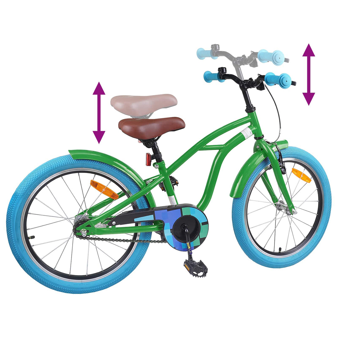 Børnecykel 18 tommer til 5-7 år gammel Grøn