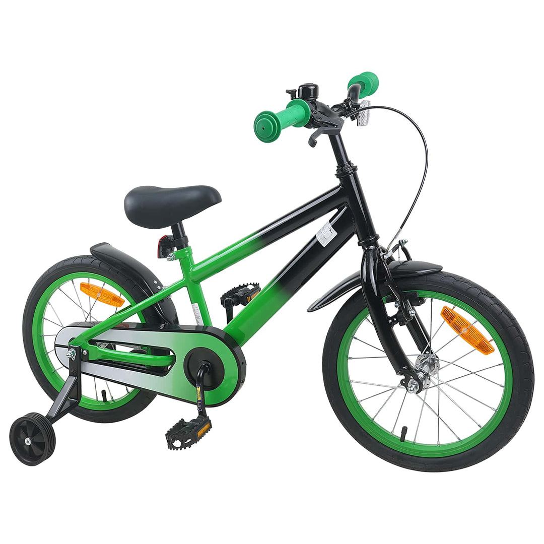 Børnecykel 16 tommer til 4-6 år gamle Grøn Sort