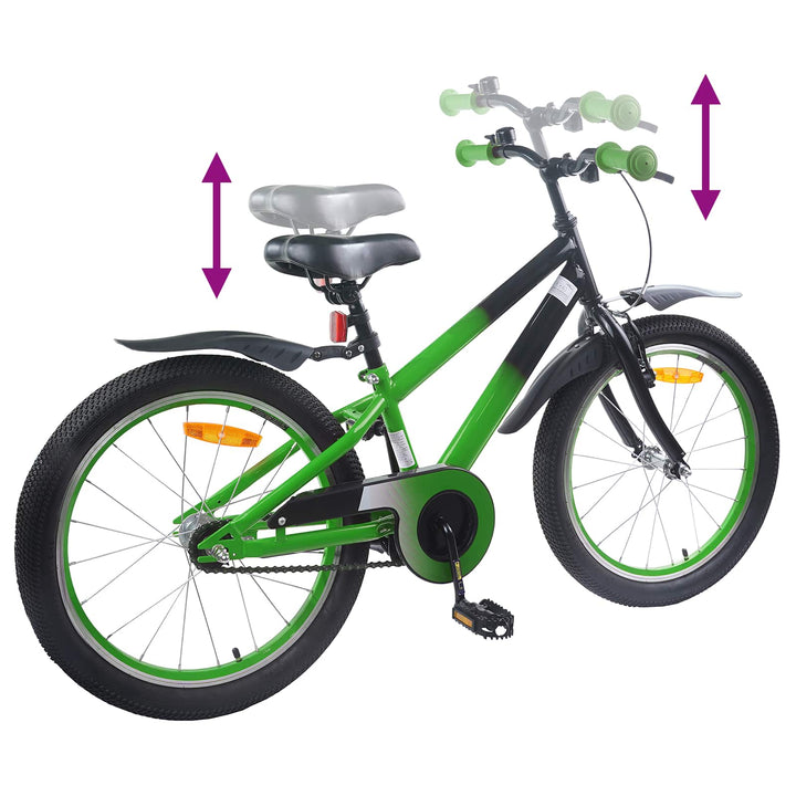 Børnecykel 18 tommer til 5-7 år gammel Grøn Sort