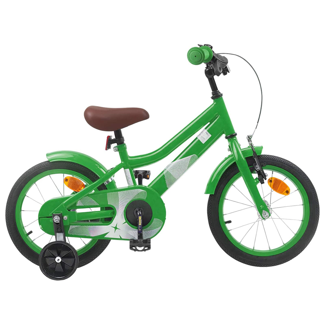Børnecykel 14 tommer anbefalet til 3-5 år gammel Grøn