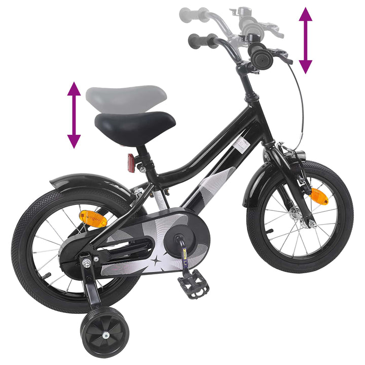 Børnecykel 14 tommer anbefalet til 3-5 år gammel Sort