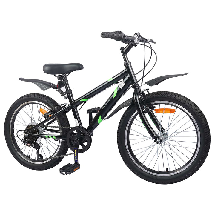 Børnecykel 20 tommer 6-Speed til børn i alderen 6-11 år Sort