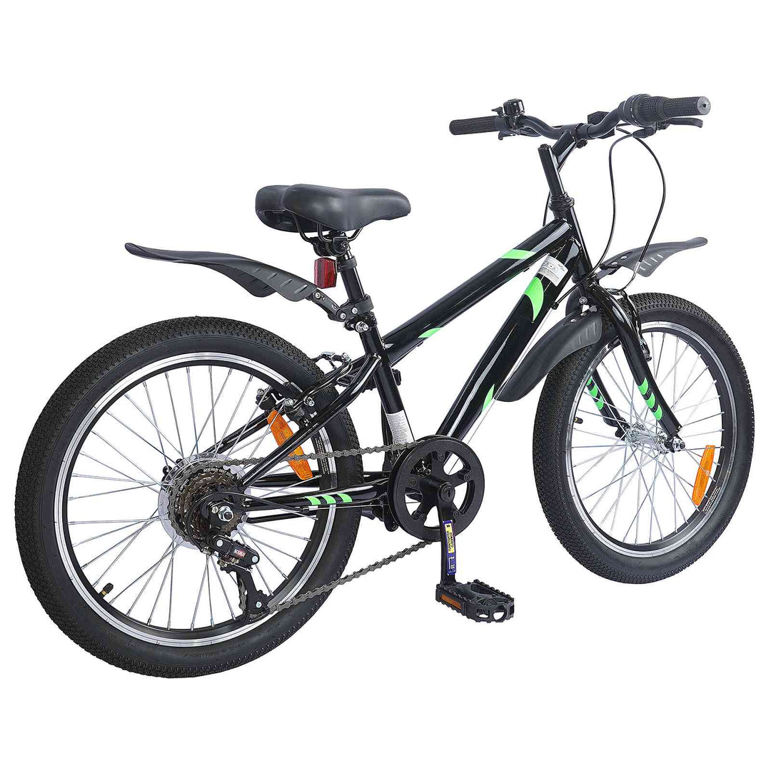 Børnecykel 20 tommer 6-Speed til børn i alderen 6-11 år Sort