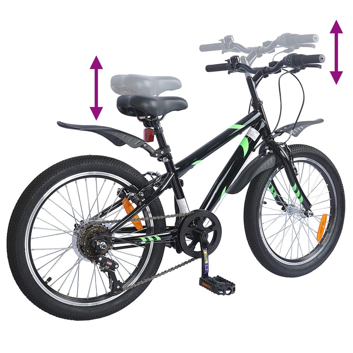 Børnecykel 20 tommer 6-Speed til børn i alderen 6-11 år Sort