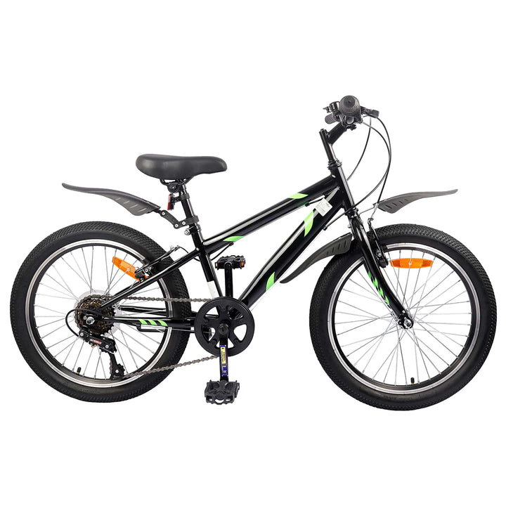 Børnecykel 20 tommer 6-Speed til børn i alderen 6-11 år Sort
