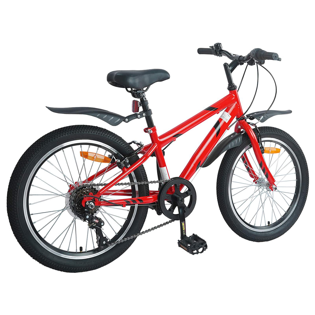 Børnecykel 20 tommer 6-Speed til børn i alderen 6-11 år Rød