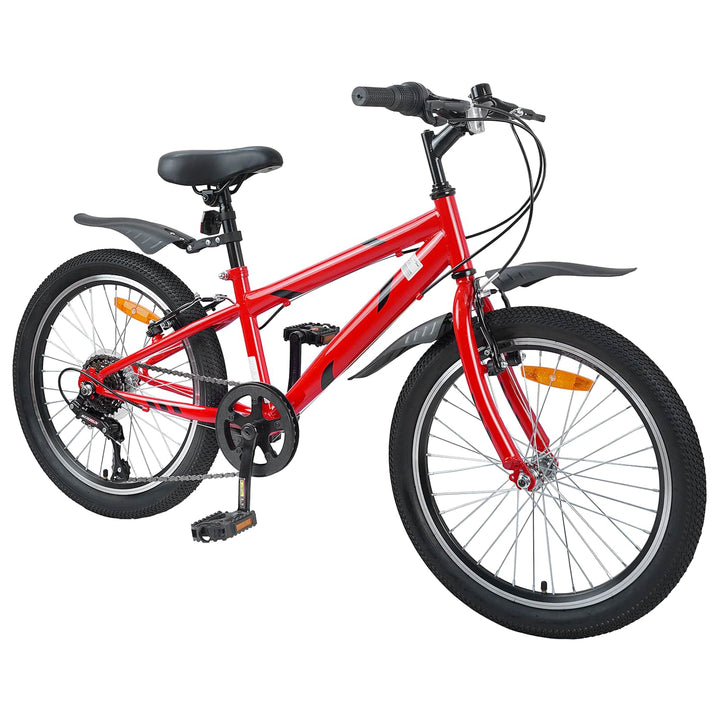 Børnecykel 24 tommer 6-Speed til 8-12 år Rød