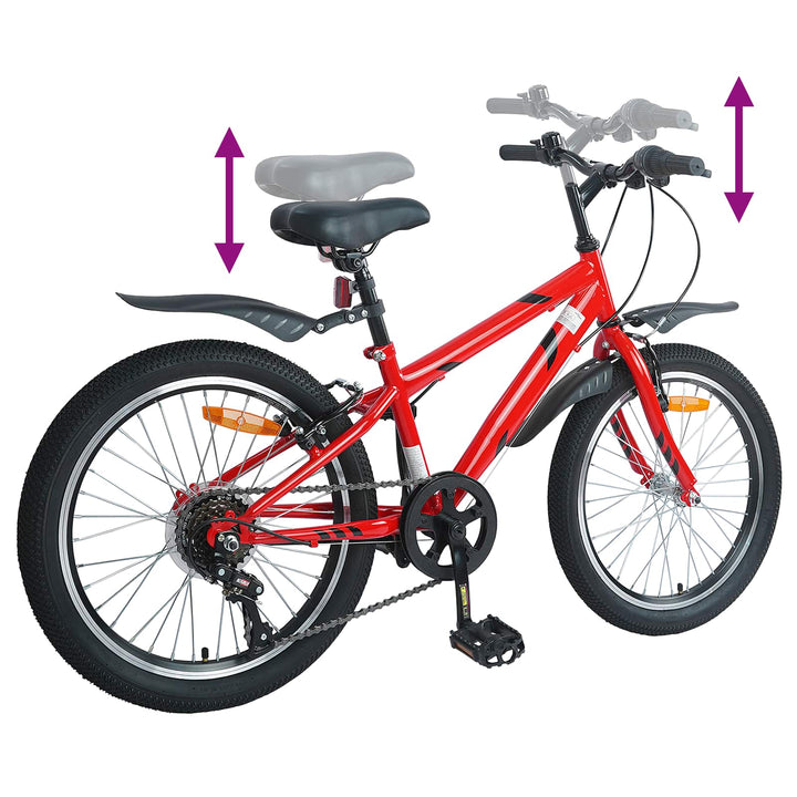 Børnecykel 24 tommer 6-Speed til 8-12 år Rød