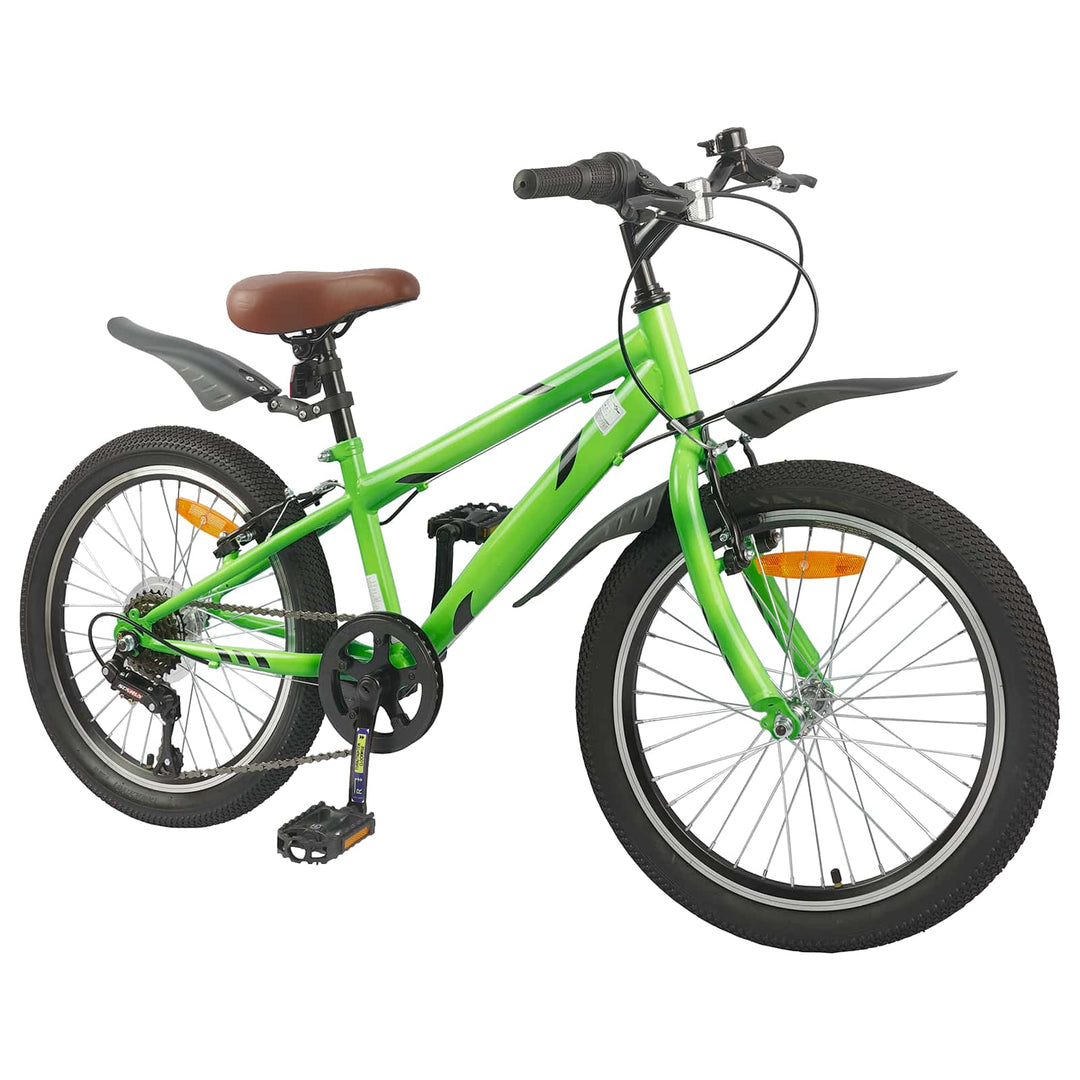 Børnecykel 20 tommer 6-Speed til børn i alderen 6-11 år Grøn