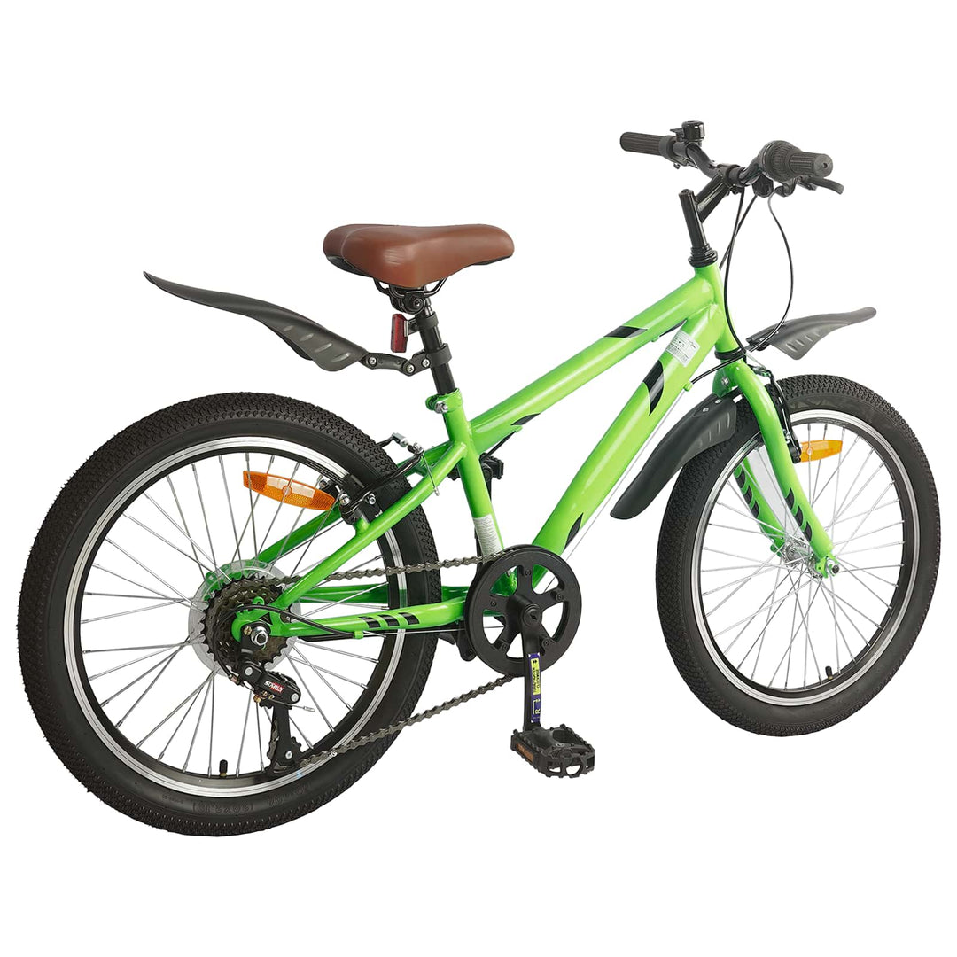 Børnecykel 20 tommer 6-Speed til børn i alderen 6-11 år Grøn