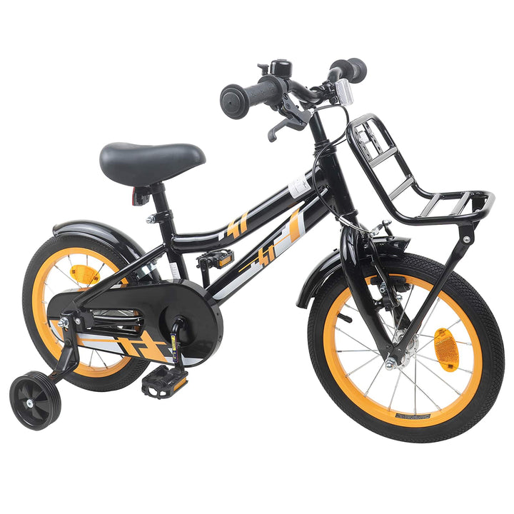 Børnecykel 14 tommer anbefalet til 3-5 år gammel Orange og Sort