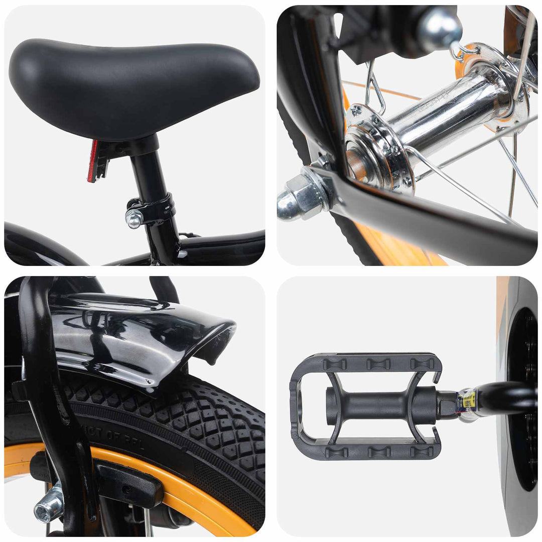 Børnecykel 16 tommer til 4-6 år gamle Orange Sort