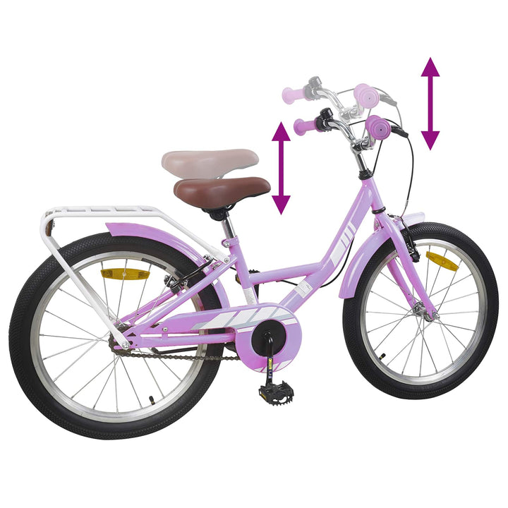 Børnecykel 18 tommer til 5-7 år gammel Lilla