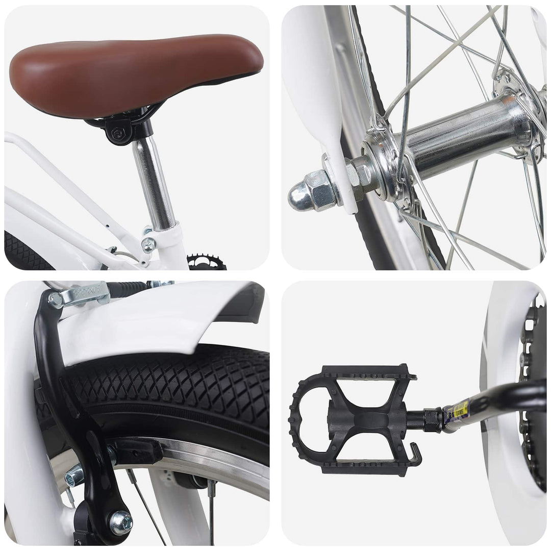 Børnecykel 18 tommer til 5-7 år gammel Hvid