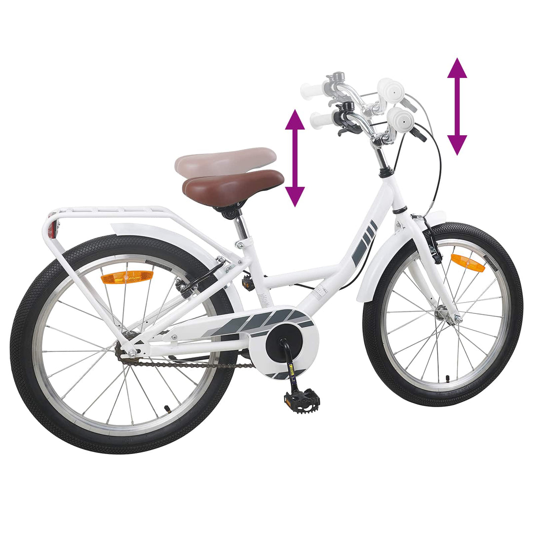 Børnecykel 18 tommer til 5-7 år gammel Hvid