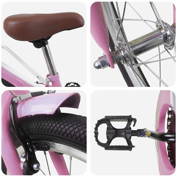 Børnecykel 18 tommer til 5-7 år gammel Lys pink