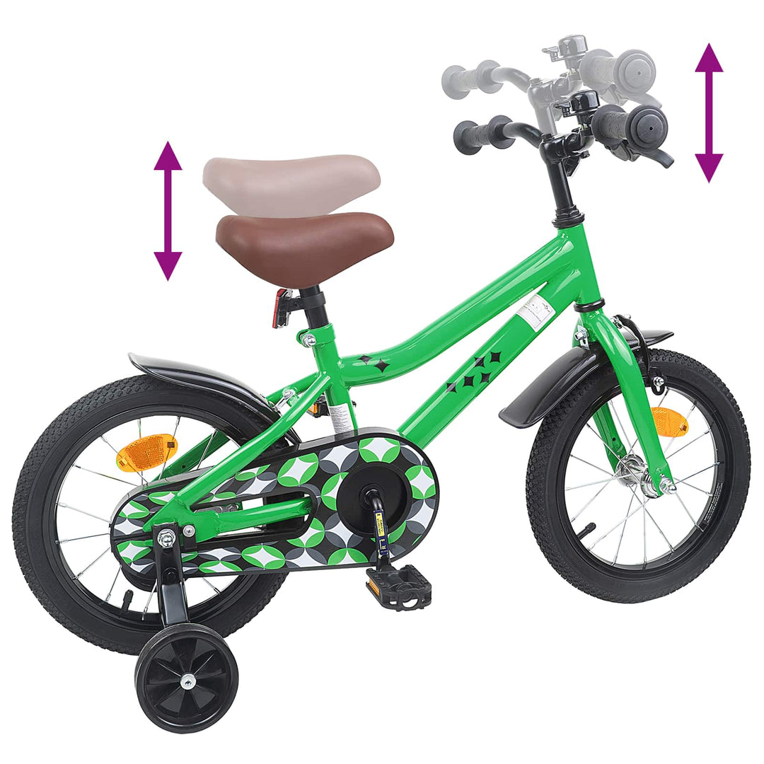 Børnecykel 14 tommer anbefalet til 3-5 år gammel Grøn