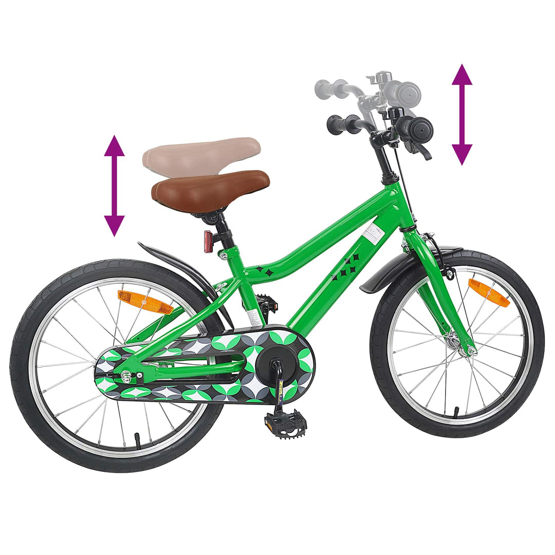 Børnecykel 18 tommer til 5-7 år gammel Grøn