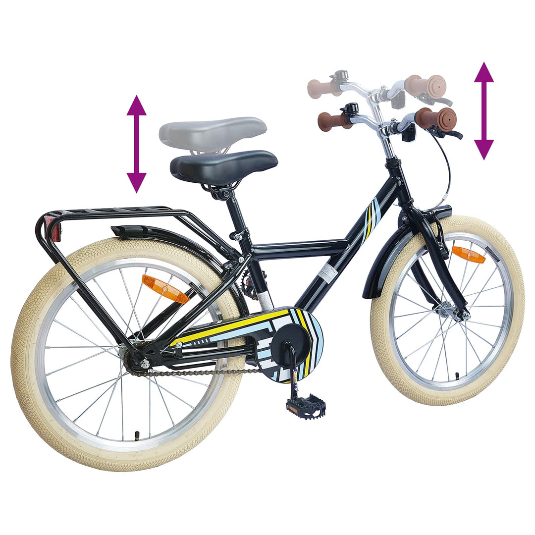 Børnecykel 20 tommer til børn i alderen 6-11 år Sort