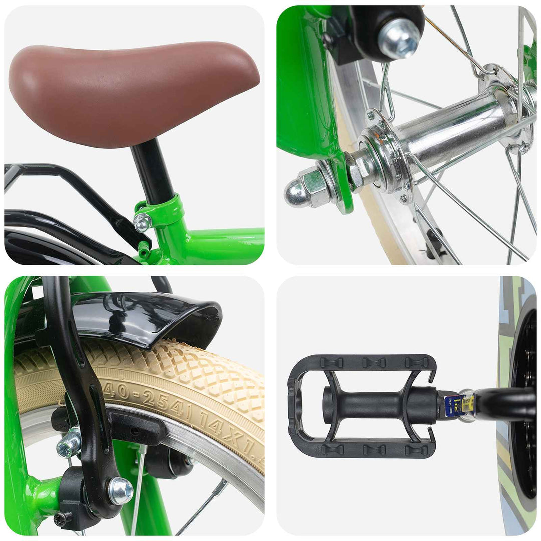 Børnecykel 16 tommer til 4-6 år gamle Grøn