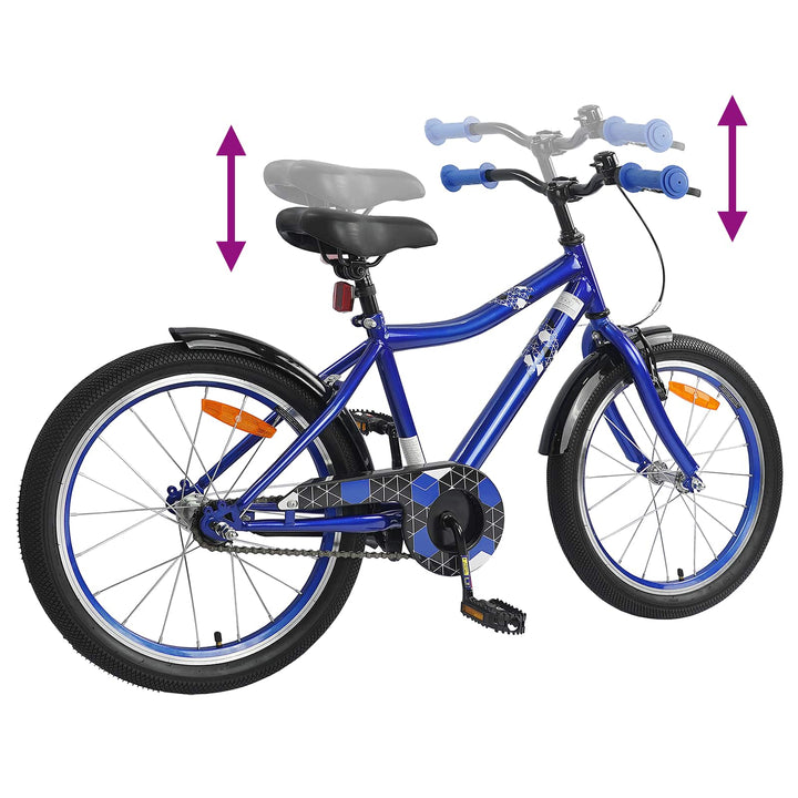 Børnecykel 18 tommer til 5-7 år gammel Mørk blå