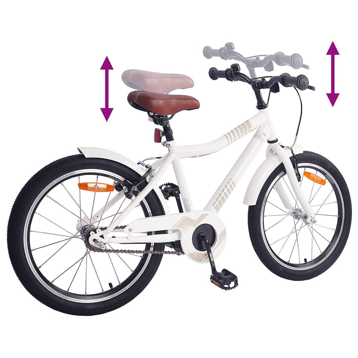 Børnecykel 18 tommer til 5-7 år gammel hvid