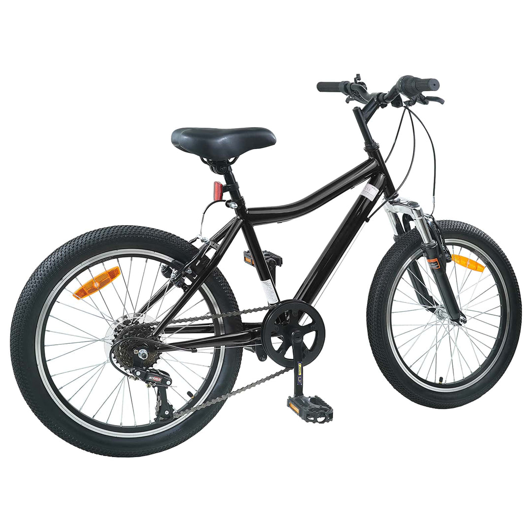 Børnecykel 20 tommer 6-Speed til børn i alderen 6-11 år Sort