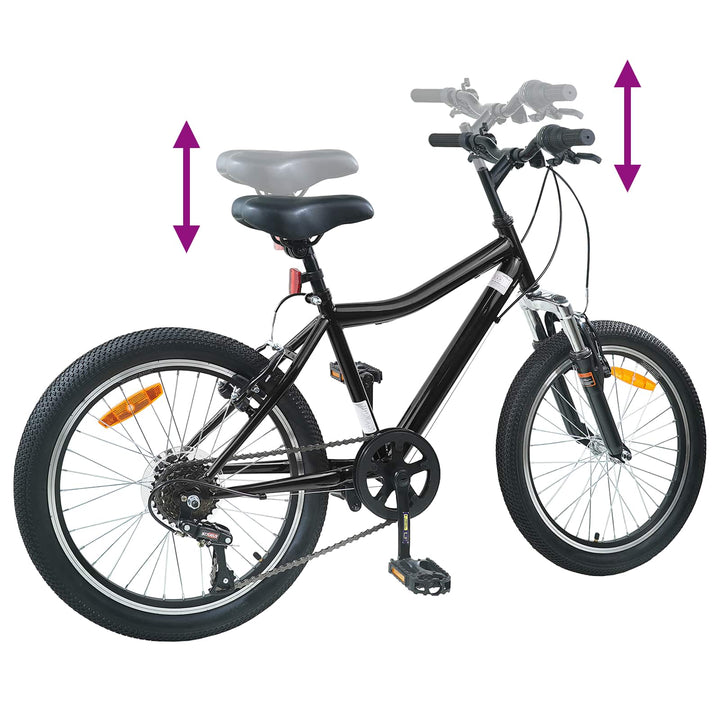 Børnecykel 24 tommer 6-Speed til 8-12 år Sort