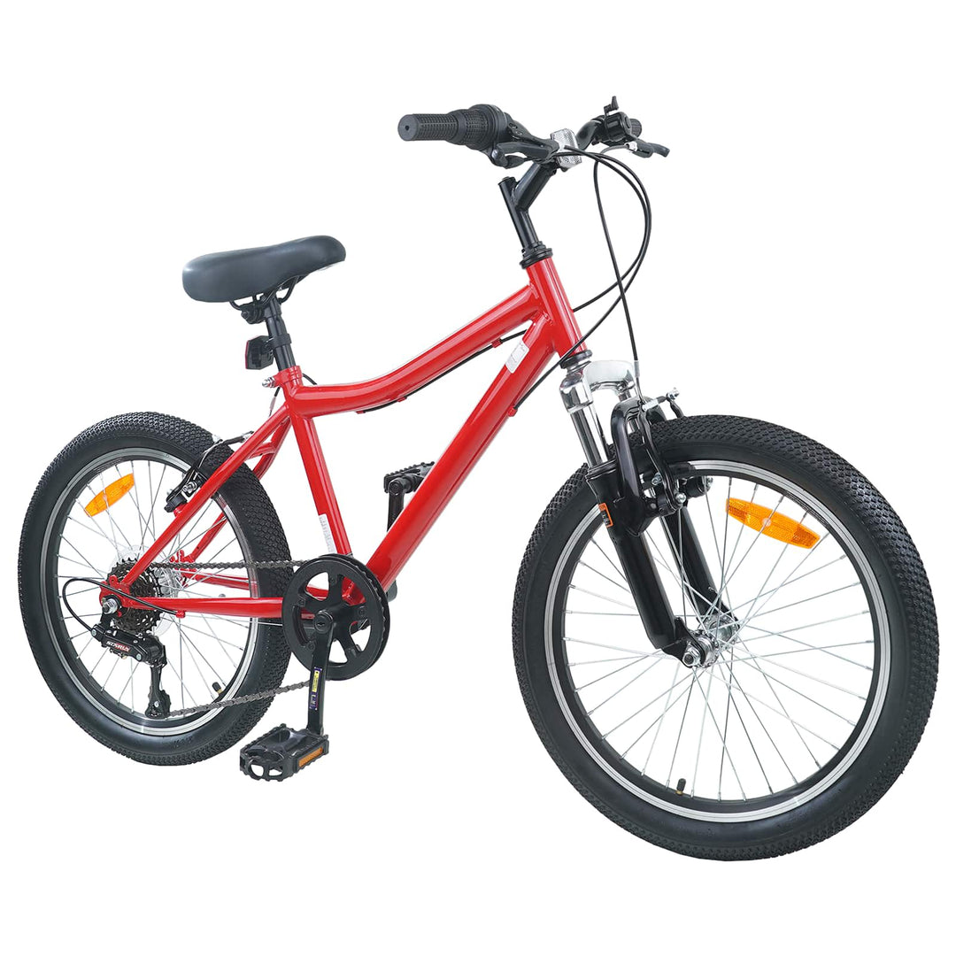Børnecykel 24 tommer 6-Speed til 8-12 år Rød