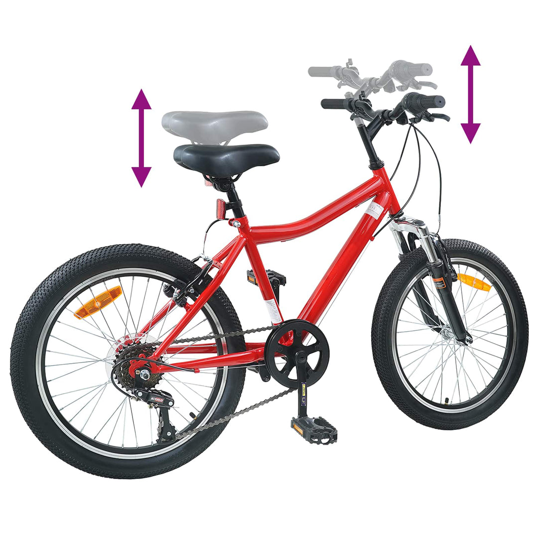Børnecykel 24 tommer 6-Speed til 8-12 år Rød